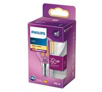 Philips Ampoule LED sphérique E14 – 60W – blanc chaud – verre clair