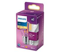 Philips ampoule LED Sphérique E27 60W Blanc Chaud Claire, Verre