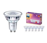 Philips ampoule LED Spot GU10 50W Blanc Chaud, Verre, Lot de 10 & Ampoule LED Spot GU10 50W Transparent Compatible Variateur, Verre, 6 Unité (Lot de 1)