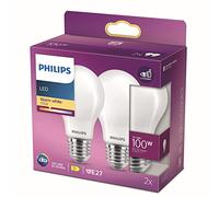 Philips Ampoule dépolie à filament 100 W A60 E27 x2