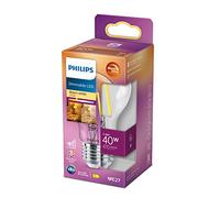 Philips ampoule LED Standard E27 40W Blanc Chaud Claire Compatible Variateur, verre