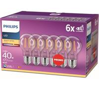 Philips Ampoule LED Standard E27 40W – Blanc chaud, verre clair – Lot de 6