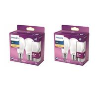 Philips ampoule LED Standard E27 40W Blanc Chaud Dépolie, Verre, 2 Unité (Lot de 1) & ampoule LED Standard E27 60W Blanc Chaud Dépolie, 2 Unité (Lot de 1), Verre