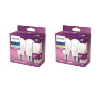 Philips ampoule LED Standard E27 75W Blanc Froid Dépolie, Verre, Lot de 2 & Philips ampoule LED Standard E27 60W Blanc Chaud Dépolie, 2 Unité (Lot de 1), Verre