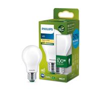 Philips, ampoule LED Ultra Efficient Classe A, 100W, culot E27, blanc chaud 2700K, dépolie, verre