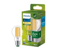 Philips, ampoule LED Ultra Efficient Classe A, 100W, culot E27, blanc chaud 2700K, transparente