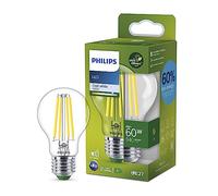 Philips ampoule LED Ultra Efficient Classe A, 60W, culot E27, blanc froid 4000K, transparente, verre
