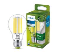 Philips ampoule LED Ultra Efficient Classe A, 60W, culot E27, blanc froid 4000K, transparente, verre