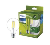 Philips ampoule LED Ultra Efficient Classe A, 60W, format globe, culot E27, blanc froid 4000K, transparente