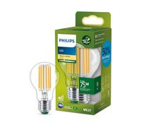 Philips, ampoule LED Ultra Efficient Classe A, 75W, culot E27, blanc chaud 2700K, transparente