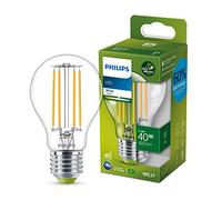 Philips ampoule LED Ultra Efficient classe A, culot E27, 40W, 3000K Blanc, transparente, verre