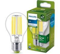 Philips ampoule LED Ultra Efficient culot E27, 60W, 4000K Blanc froid, transparente, verre