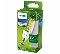 Philips ampoule LED Ultra Efficient culot E14, format flamme, classe énergétique A, 40W, 4000K Blanc froid, transparente, verre