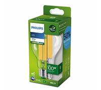 Philips ampoule LED Ultra Efficient culot E27, classe énergétique A, 100W, 3000K Blanc, transparente, verre