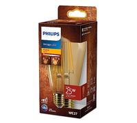 Philips ampoule LED vintage ambrée, 25W, culot E27, format Edison, blanc chaud 1800K, non dimmable