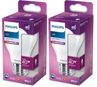 Philips Ampoule standard LED Non dimmable - Verre dépoli - E27-40W - Blanc froid (Lot de 2)