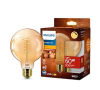 Philips Ampoule Vintage Amber Spiral G95, Dimmable, Sans scintillement, EyeComfort, 806 Lumen, Température 2200 K, 7.3 W=60 W, culot E27, Pack de 1