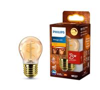 Philips Ampoule Vintage Amber Spiral P45, Dimmable, Sans scintillement, EyeComfort, 270 Lumen, Température 2200 K, 3.1 W=25 W, culot E27, Pack de 1