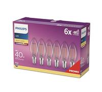 PHILIPS Ampoules LED Classique E14, Lot de 6 (équivalent 40 W), éclairage Blanc Chaud 2700K, longue Durée de Vie 15 000h