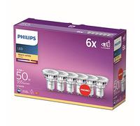 Philips LED classic, Ampoule équivalent 50 W, GU10, Lot de 6, Blanc Chaud (2700 Kelvin), 355 Lumens, Réflecteur