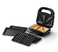 Philips Appareil à sandwichs Series 5000-3 jeux de plaques pour paninis, les sandwichs et les gaufres, Plaques de gril antiadhésive, Coupez et scellez, Puissance de 750W, Noir (HD2350/80)