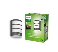 PHILIPS Applique murale d'extérieur LED Python 6W avec détecteur de mouvement [Blanc chaud - Gris anthracite] Résistante à l'eau IP44, pour éclairage de jardin, patio et terrasse