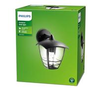 Philips Applique Murale Extérieur LED, Luminaire Exterieur, Noir, Résistant à l'eau IP44, Philips Creek idéal pour éclairer votre jardin ou terrasse (nécessite une ampoule E27 60 Watts, non fournie)