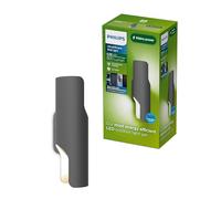 PHILIPS Applique murale extérieure Fira, 800 lm, 2700 K, PowerShield, IP44 résistante aux intempéries, durable, aluminium, design moderne, LED intégrée, gris anthracite