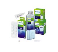 Philips AquaClean Kit d'entretien complet pour machines à café : filtre à eau CA6903, détartrant 250 ml, graisse lubrifiante HD5061, dégraissant café CA6704/10 (6 comprimés), brosse de nettoyage