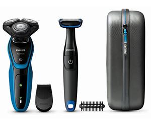 Philips AquaTouch - Rasoir (Rasoir Rotatif, Noir, Bleu, LED, Batterie, Nickel-métal d'hydrure (NiMH), intégré)