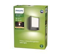 Philips Arbor Applique murale d'extérieur LED (6 W), lampe d'extérieur résistante aux intempéries avec lumière blanc chaud, éclairage LED à économie d'énergie, anthracite