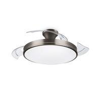 PHILIPS, Plafonnier LED Atlas 28W avec ventilateur 35W, 2700K-4000K-5500K, télécommande incluse, nickel, pour éclairage de plafond, salon et chambre