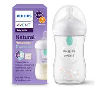 Philips Avent Biberon à Réponse Naturelle de 260 ml avec valve AirFree, sans BPA pour les bébés de 1 mois et +, motif ours (modèle SCY673/82)