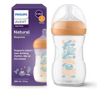 Philips Avent Biberon Nuit à Réponse Naturelle - Biberon 260 ml avec Tétine à Débit Moyen (3), Motif Forêt SCY903/74