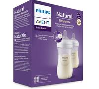 Philips Avent Lot de 2 biberons à Réponse Naturelle de 260 ml, sans BPA, pour les bébés de 3 mois et plus (modèle SCY903/02)