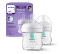 Philips Avent, Biberons à Réponse Naturelle de 125 ml avec valve AirFree, sans BPA, pour les bébés de 0 mois et +, Lot de 2, modèle SCY670/02