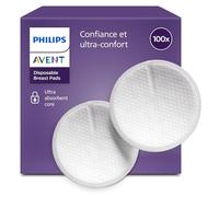 Philips Avent Coussinets d’allaitement jetables - absorption triple épaisseur, anti-fuites, texture alvéolée toucher douceur, ultra-fins et discrets, emballage individuel, 100 pièces, SCF254/13