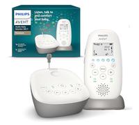 Philips Avent DECT - Écoute-bébé Audio avec veilleuse à Projection d'étoiles, berceuses, Conversation bidirectionnelle, portée de 330 m, autonomie de 24 h, Mode Nuit, modèle SCD733/26