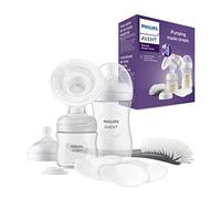 Philips Avent Kit allaitement avec tire-lait manuel simple, coussin souple et adaptatif, biberons de 260 ml et 125 ml, sans BPA, 4 coussinets d'allaitement jetables (Modèle SCD430/60)