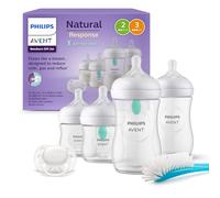 Philips Avent Kit biberons avec valve AirFree pour nouveau-né - 4 biberons à Réponse Naturelle, sucette ultra-douce et goupillon pour les bébés âgés de 0 à 12 mois (modèle SCD657/11)