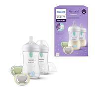 Philips Avent Kit biberons Natural Response: 2 biberons anti-coliques 260 ml avec tétines T3 (1 mois +), 2 sucettes ultra air (modèle SCD657/12)