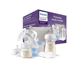 Philips Avent Kit spécial allaitement mixte - tire-lait manuel Natural Motion, biberons sans BPA, coussinets d'allaitement, sac de transport isotherme, pots de conservation (modèle SCF430/16)