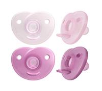 Philips Avent Lot de 2 sucettes Soothie Heart en silicone de qualité médicale sans BPA, 0-6 mois, Rose (modèle SCF099/22)