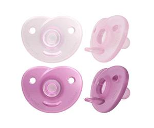 Philips Avent Lot de 2 sucettes Soothie Heart en silicone de qualité médicale sans BPA, 0-6 mois, Rose (modèle SCF099/22)