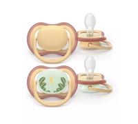 Philips Avent - Lot de 2 Sucettes Ultra Air Jour Nuit 0-6M Nature