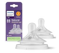 Philips Avent Lot de 2 tétines pour biberon à Réponse Naturelle 0% BPA, Débit 3 pour Bébé de 1 mois + (modèle SCY963/02)