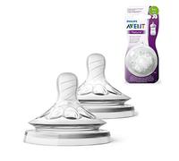 Philips Avent Lot de 2 tétines pour biberons Natural débit lent 2 trous pour les bébés de 1 mois et + (Modèle SCF042/27)