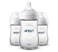 Philips Avent Lot de 3 biberons Natural 260 ml sans BPA pour les bébés âgés de 1 mois et + (Modèle SCF033/37)