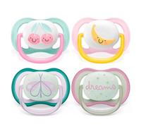 Philips Avent Lot de 4 tétines 0-6 mois Day & Night Uni Mix avec capuchon d'hygiène enfichable