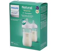 Philips Avent Natural Response Biberon En Verre 240ml +1 Mois Débit 3 2 Pièces (SCY933/02)